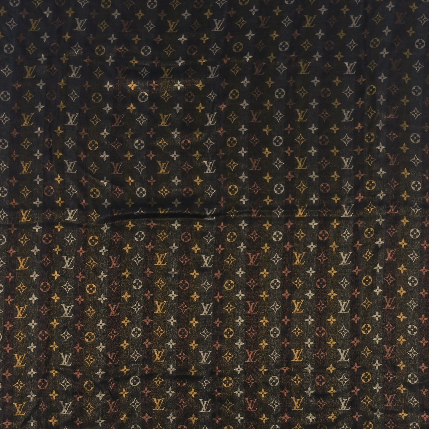 Silk Lurex Wool So Shine Monogram Shawl Black