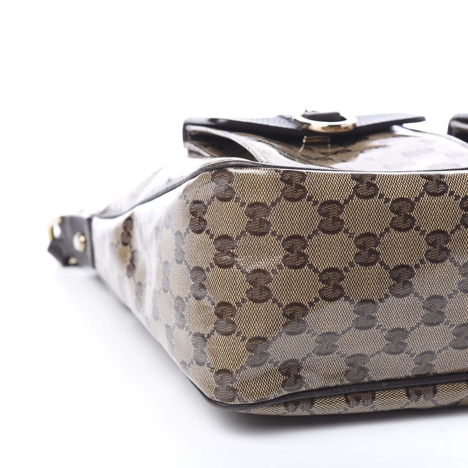 Gucci Crystal Monogram Medium Abbey Pocket Hobo Tote Dark Brown 7 of 12