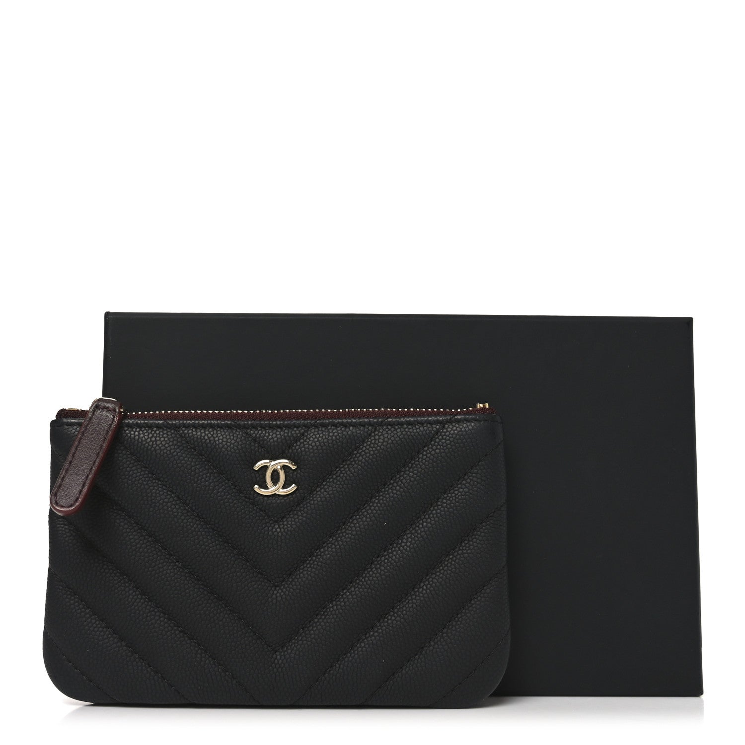 Chanel Caviar Chevron Quilted Small Cosmetic Case Black 8 of 8