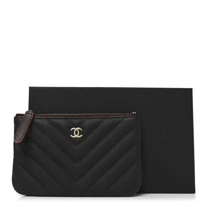 Chanel Caviar Chevron Quilted Small Cosmetic Case Black 8 of 8