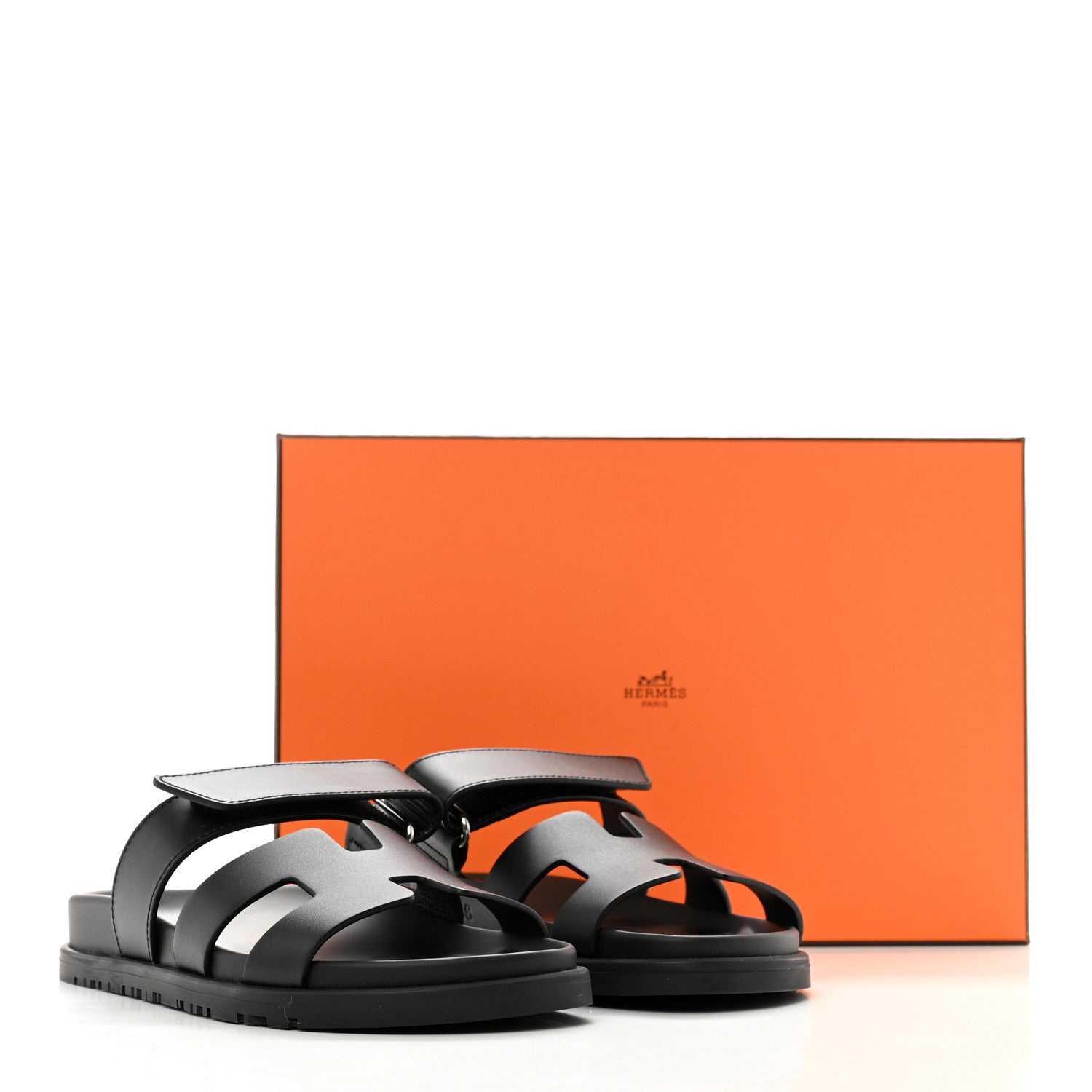 Hermes Calfskin Womens Chypre Sandals 35.5 Black 9 of 9