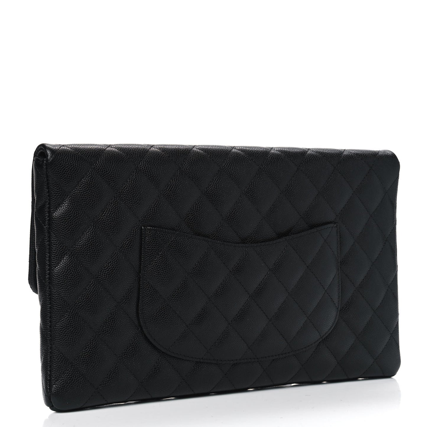 Caviar Quilted Flap Clutch Black