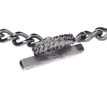 Chanel Metal Strass Enamel CC Chain Link Choker Necklace Dark Silver 6 of 7