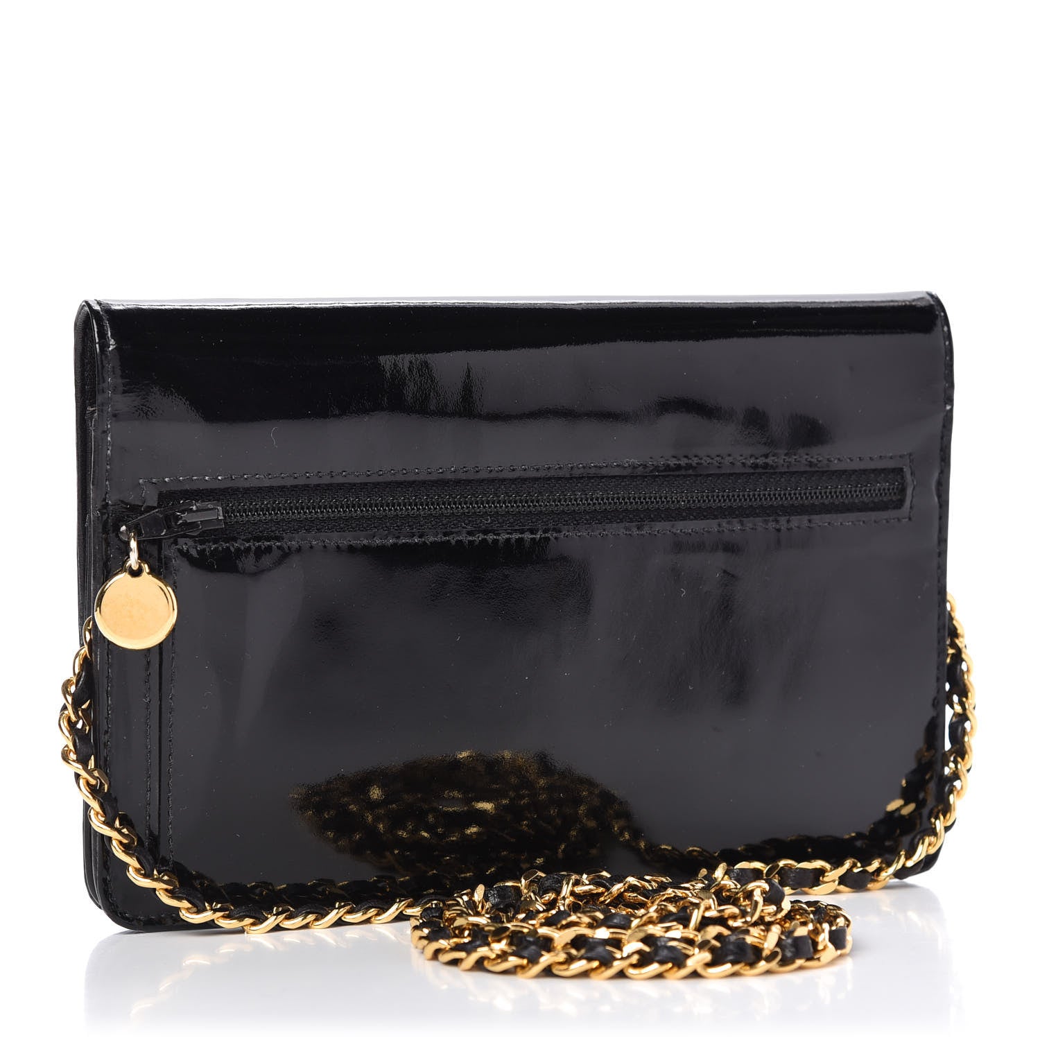 Chanel Patent Timeless CC Wallet On Chain WOC Black 3 of 10