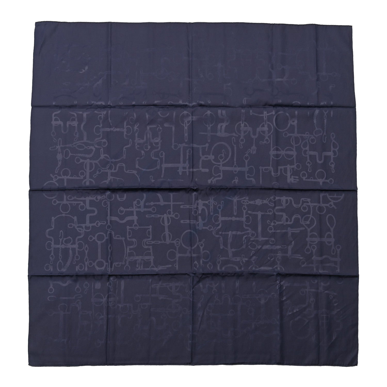 Hermes Silk Cotton Collection Equestre Scarf 100 Navy 1 of 5