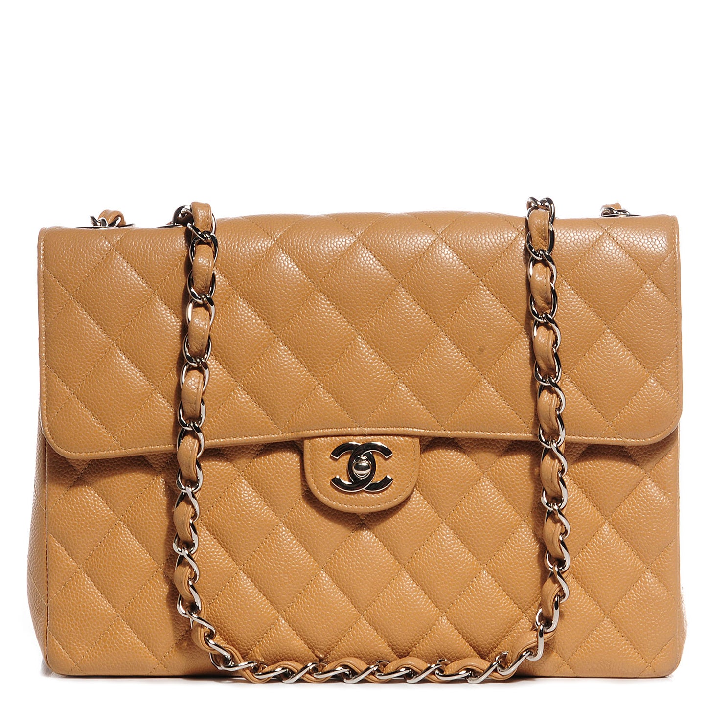 Caviar Jumbo Single Flap Beige