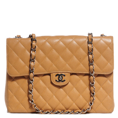 Chanel Caviar Jumbo Single Flap Beige 1 of 9
