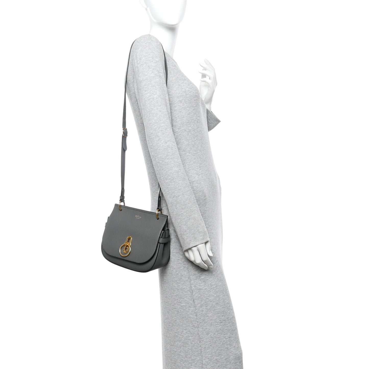 Small Classic Grain Calfskin Small Amberley Satchel Charcoal
