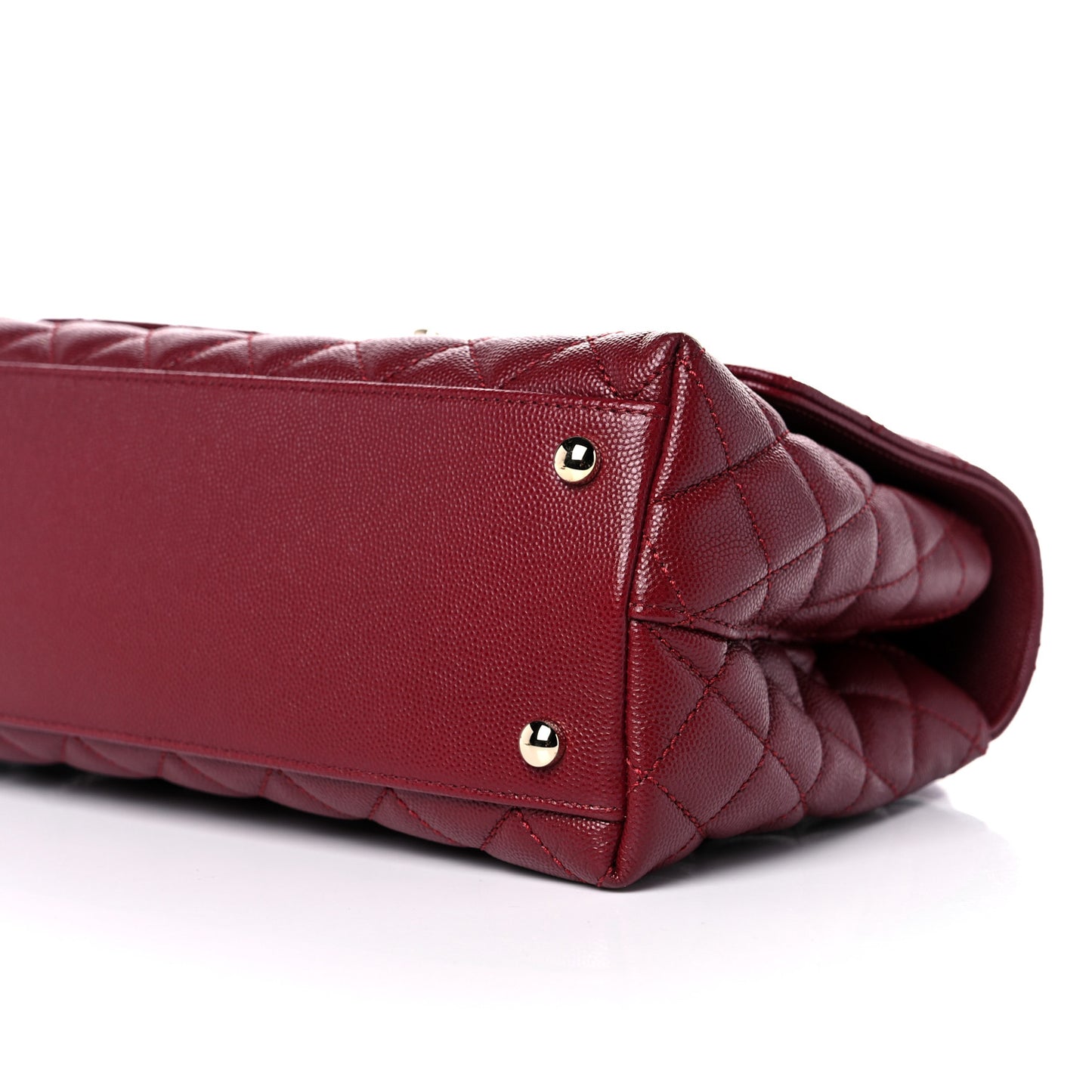 Caviar Lizard Embossed Quilted Small Coco Handle Flap Burgundy