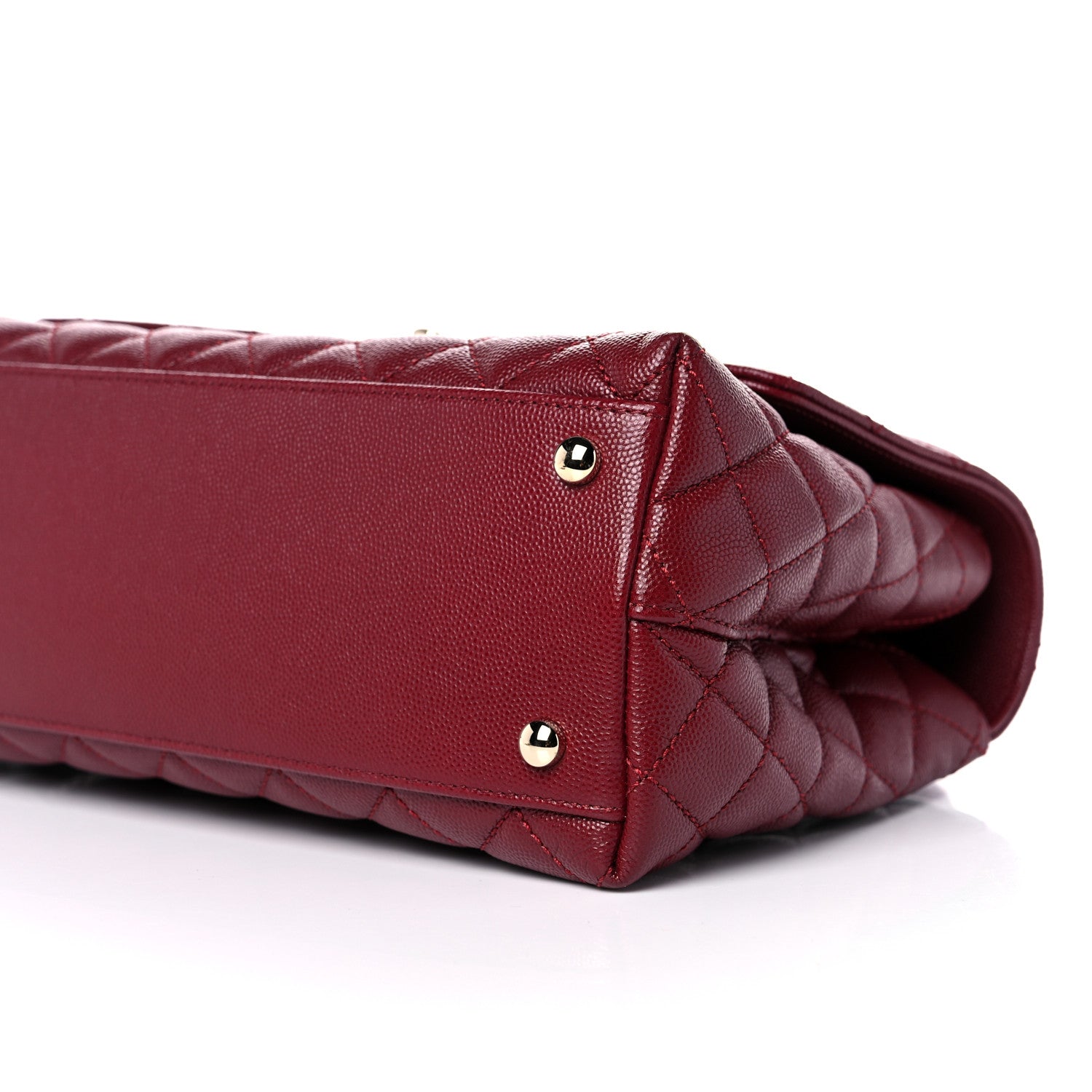 Chanel Caviar Lizard Embossed Quilted Small Coco Handle Flap Burgundy 9 of 10