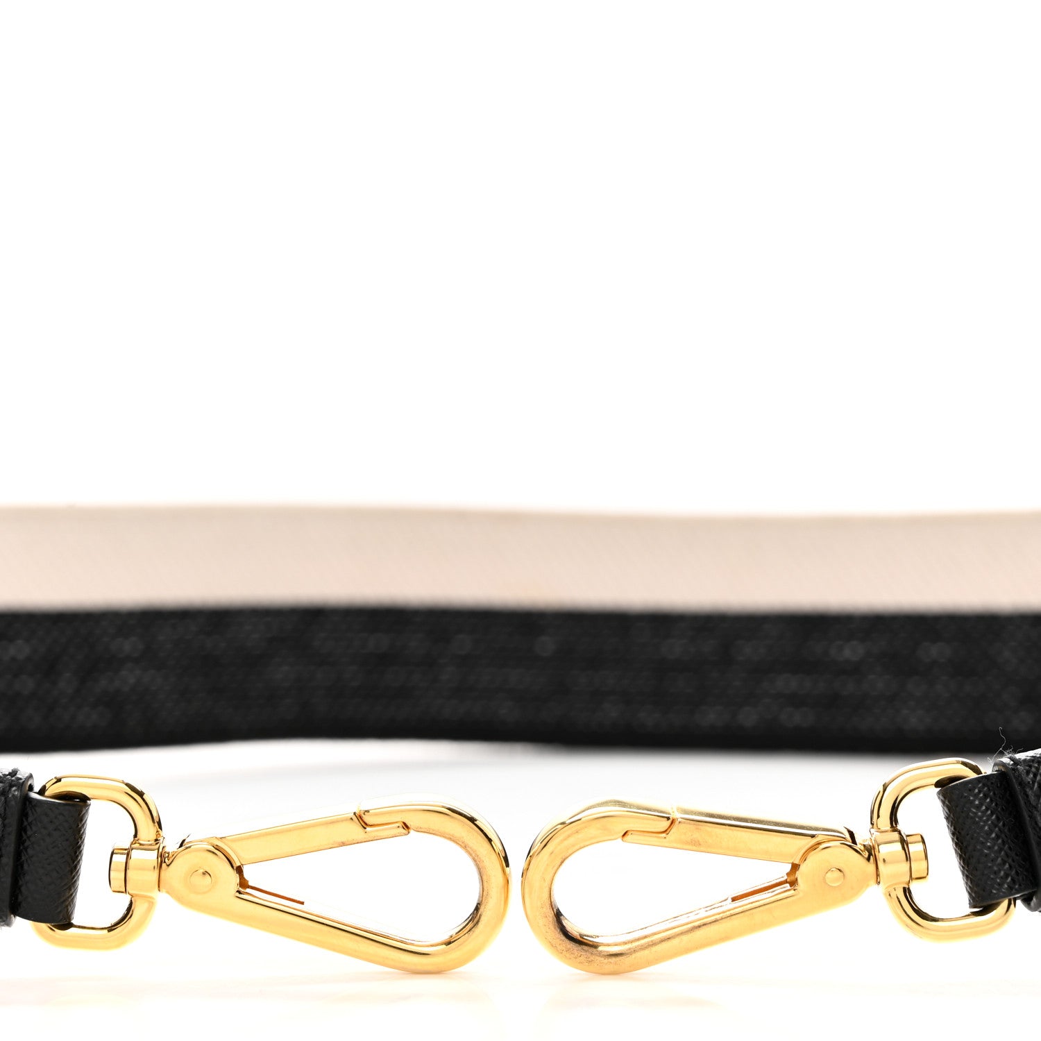 Prada Canvas Calfskin Logo Shoulder Strap Black Beige 4 of 4