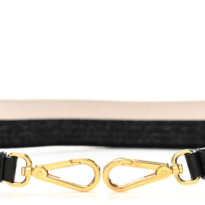 Prada Canvas Calfskin Logo Shoulder Strap Black Beige 4 of 4
