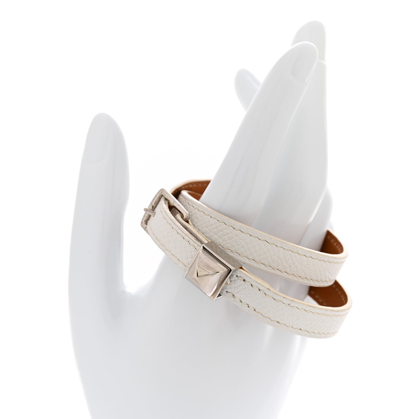 Epsom Cab Double Tour Bracelet S White