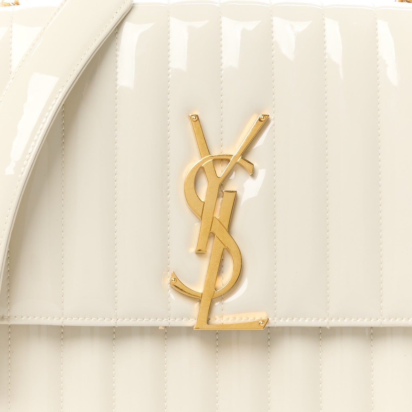 Patent Matelasse Monogram Large Vicky Chain Bag White