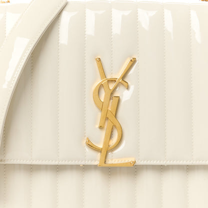 Saint Laurent Patent Matelasse Monogram Large Vicky Chain Bag White 8 of 10