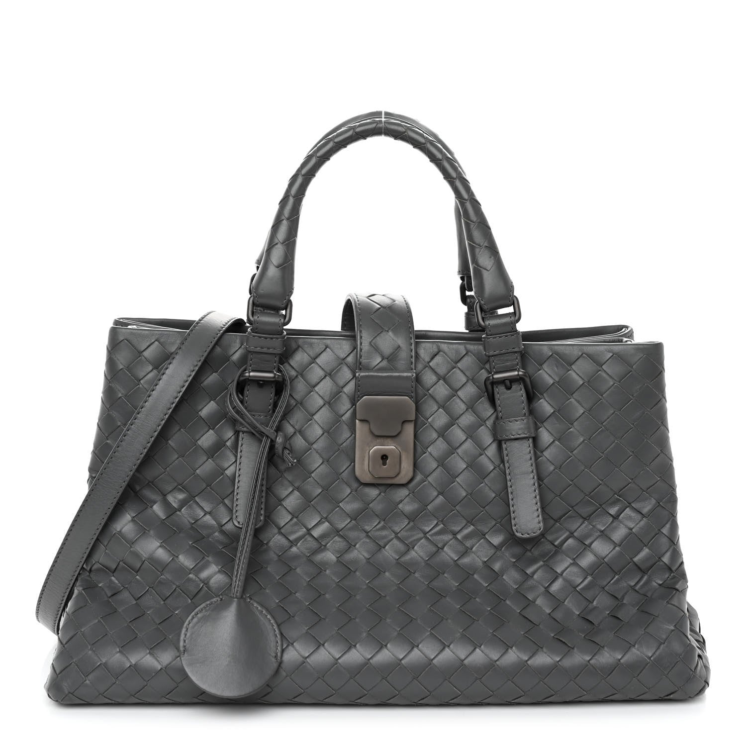 Bottega Veneta BOTTEGA VENETA Light Calf Intrecciato Small Roma Light Grey 1 of 9