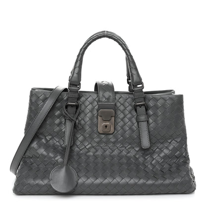 Bottega Veneta BOTTEGA VENETA Light Calf Intrecciato Small Roma Light Grey 1 of 9