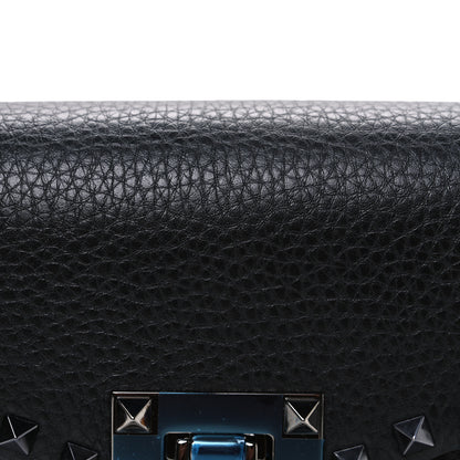 Valentino Garavani Pebbled Calfskin Monochrome Medium Rockstud Flip Lock Crossbody Bag Black 7 of 9