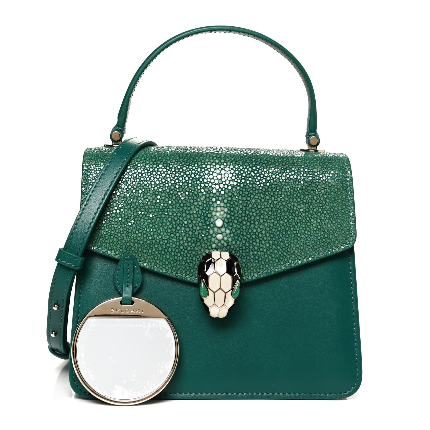 Bulgari Calfskin Galuchat Serpenti Forever Crossbody Green 1 of 13