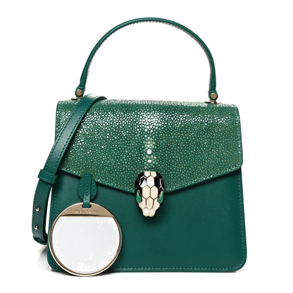 Bulgari Calfskin Galuchat Serpenti Forever Crossbody Green 1 of 13