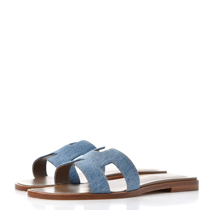 Hermes Denim Canvas Oran Sandals 36 Bleu Clair 3 of 9