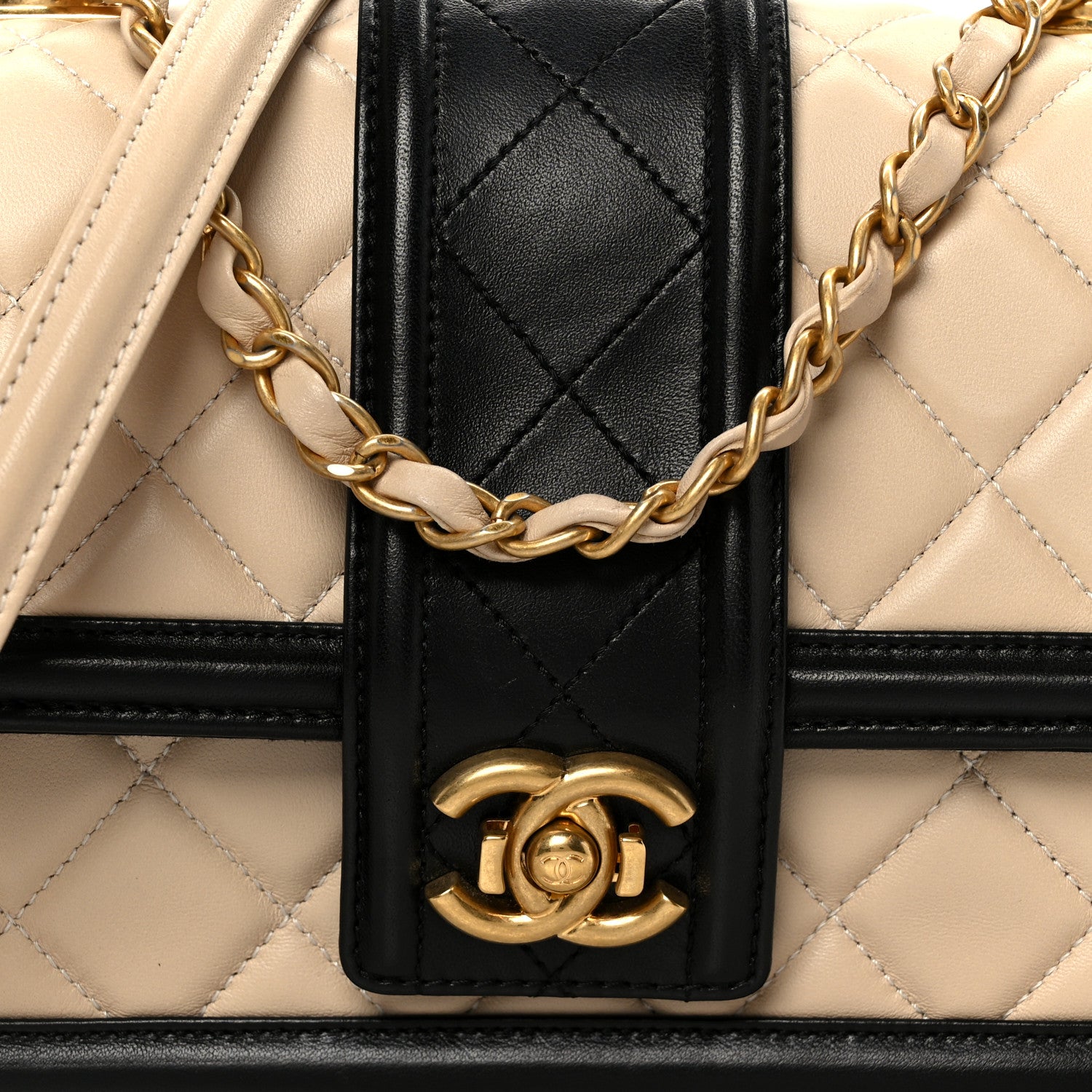 Chanel Lambskin Quilted Medium Elegant CC Flap Beige Black 8 of 11