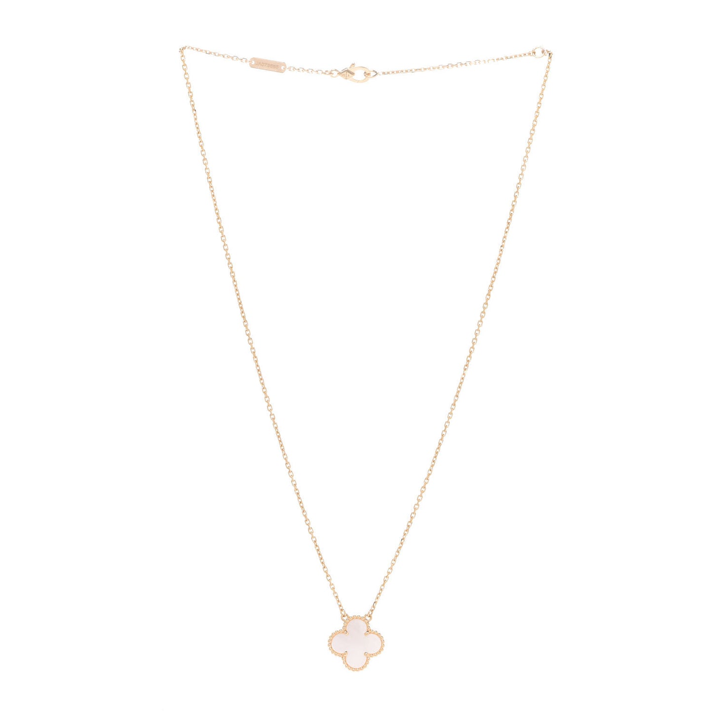 18K Yellow Gold Mother of Pearl Vintage Alhambra Pendant Necklace