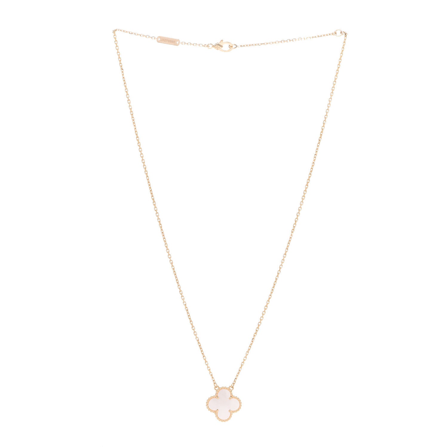 Van Cleef & Arpels 18K Yellow Gold Mother of Pearl Vintage Alhambra Pendant Necklace 3 of 5