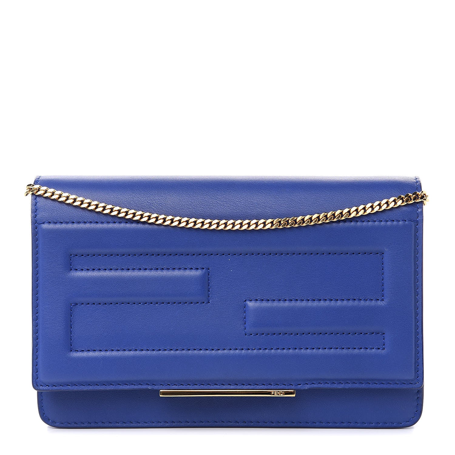 Fendi Vitello Flamingo Tube Wallet on Chain Blue Neon 1 of 11