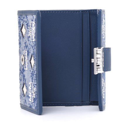 MCM Vintage Jacquard Monogram Mini Tri-Fold Wallet Blue 5 of 7