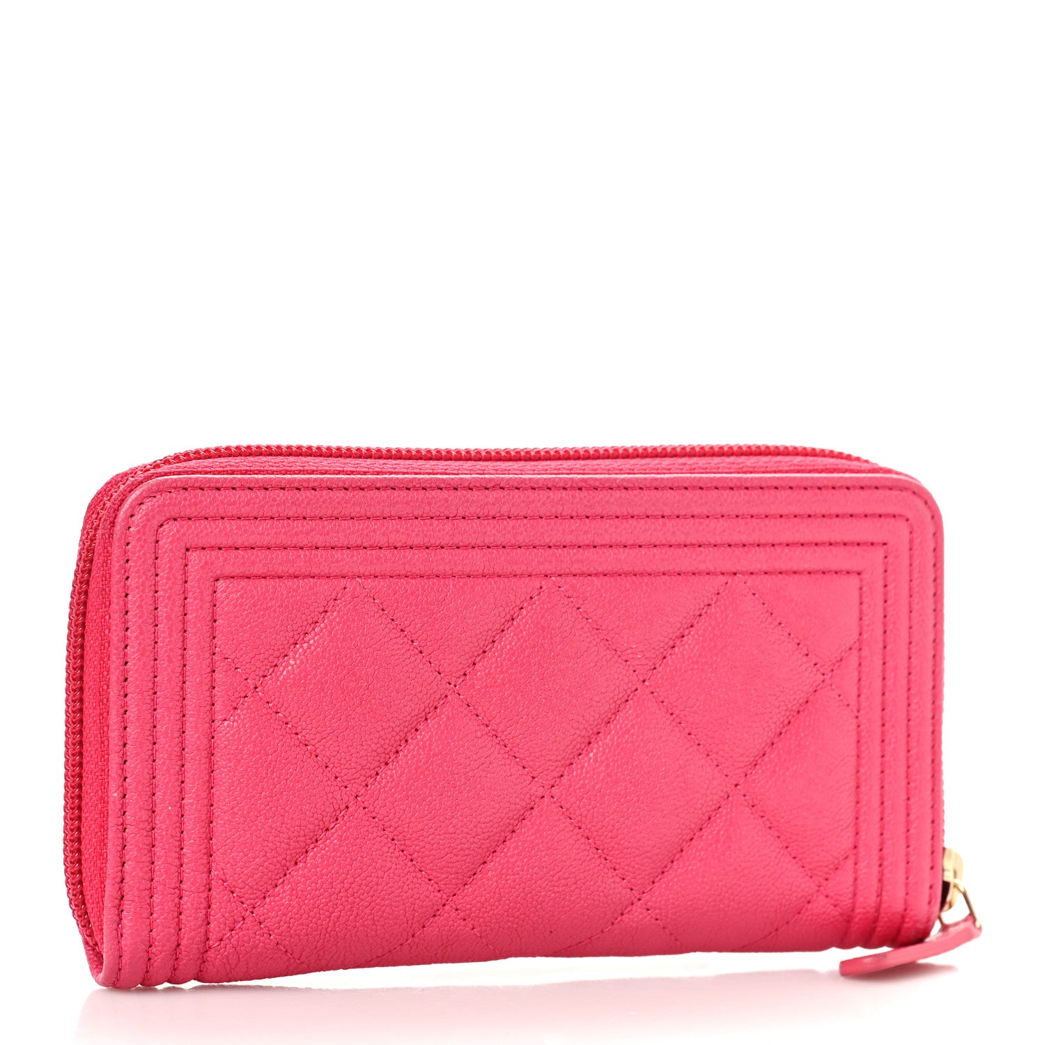 Chanel Caviar Quilted Small Boy Zip Around Wallet Fuchsia 3 of 10