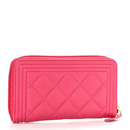 Chanel Caviar Quilted Small Boy Zip Around Wallet Fuchsia 3 of 10