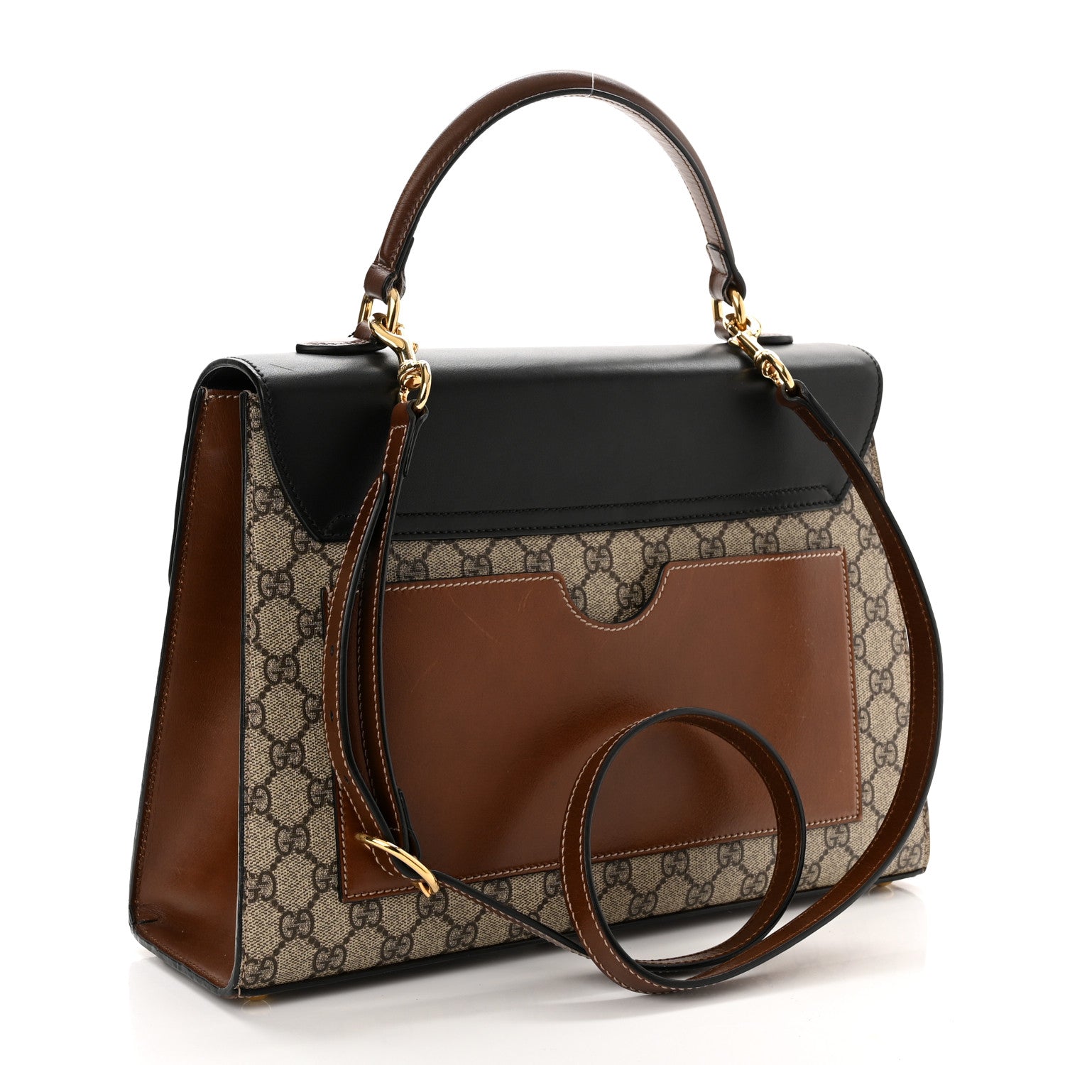 Gucci GG Supreme Monogram Calfskin Medium Padlock Top Handle Bag Beige Black Cuir 3 of 15