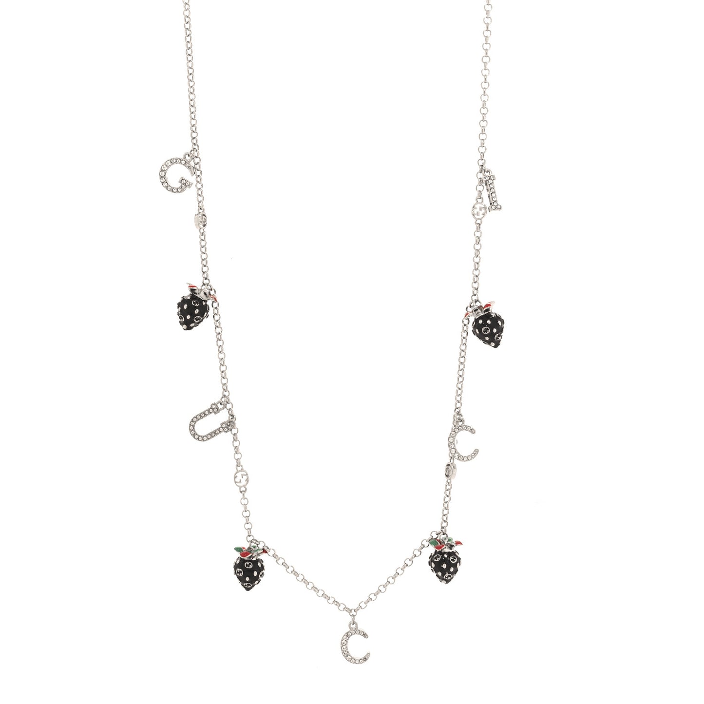 Silver Interlocking G Strawberry Pendant Necklace