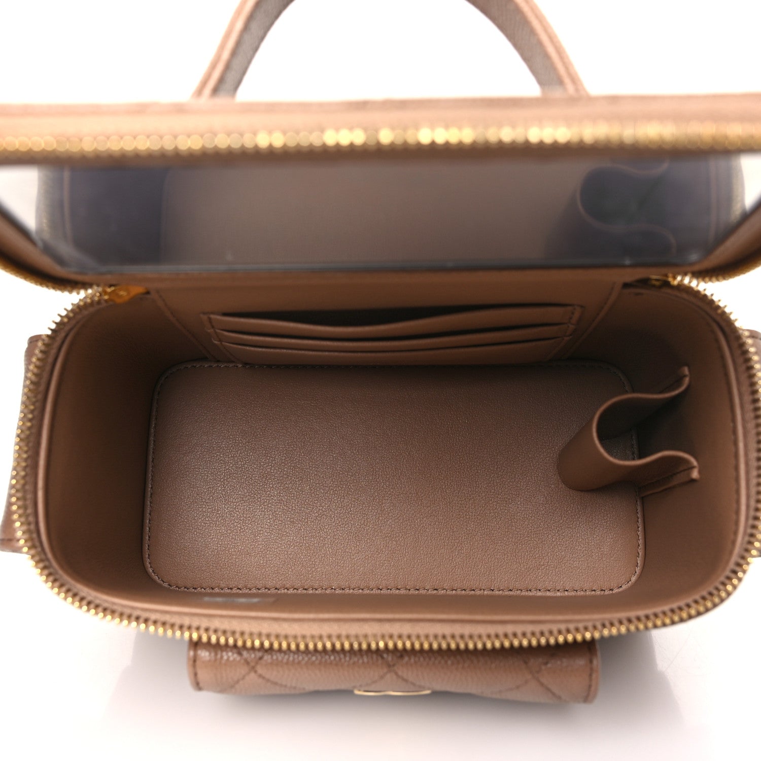 Chanel Caviar Quilted Polly Pocket East West Top Vanity With Chain Brown 5 of 10