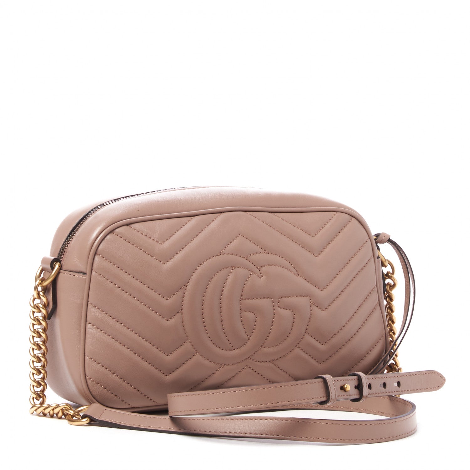 Gucci Calfskin Matelasse Small GG Marmont Chain Shoulder Bag Perfect Pink 3 of 9