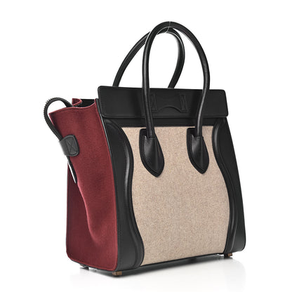 Celine Felt Smooth Calfskin Micro Tri-Color Luggage Brown Black 3 of 9