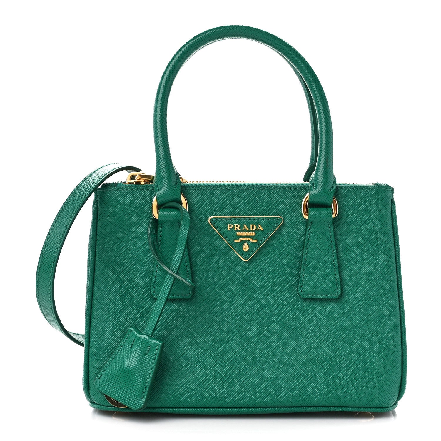 Prada Saffiano Lux Mini Galleria Double Zip Tote Mango 1 of 13