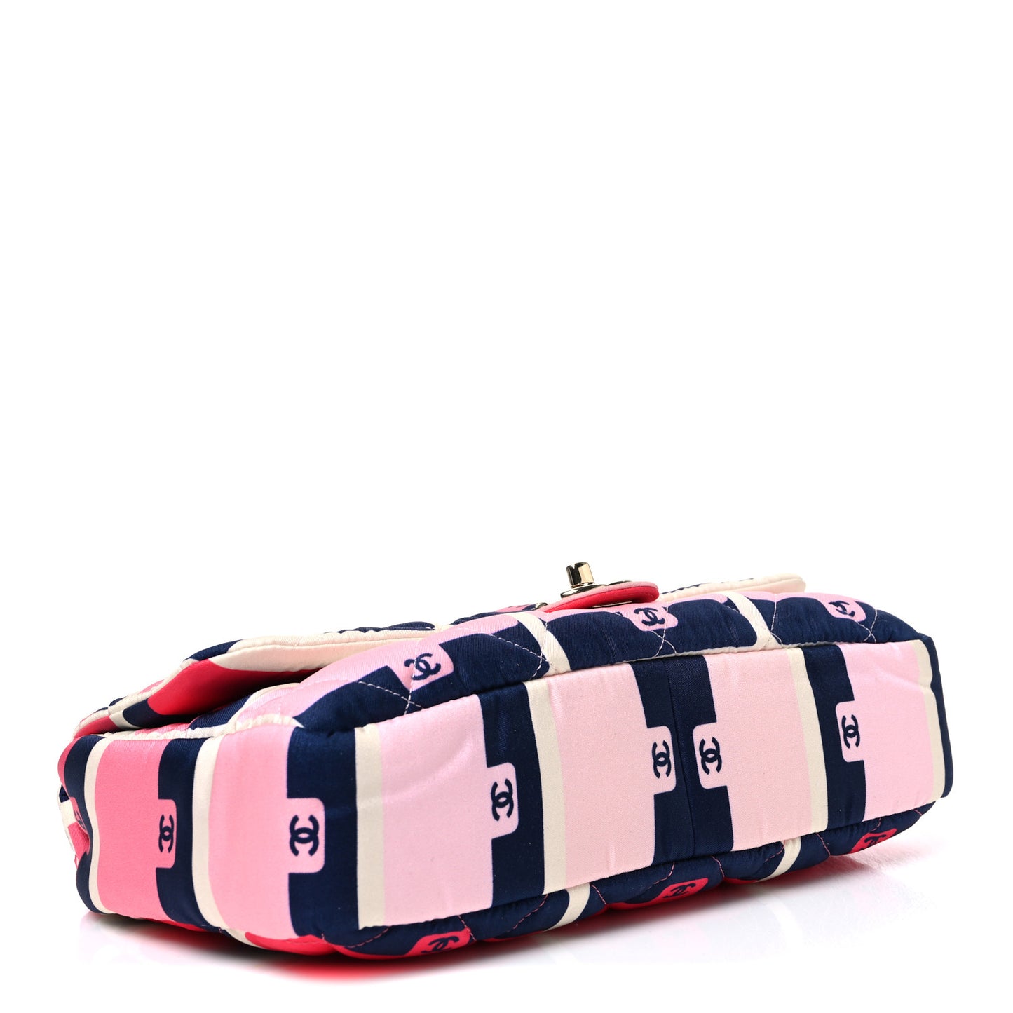 Nylon Printed Medium Flap Pink Navy White