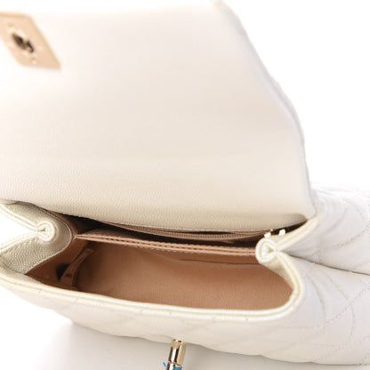 Chanel Iridescent Caviar Quilted Extra Mini Coco Handle Flap White 5 of 10
