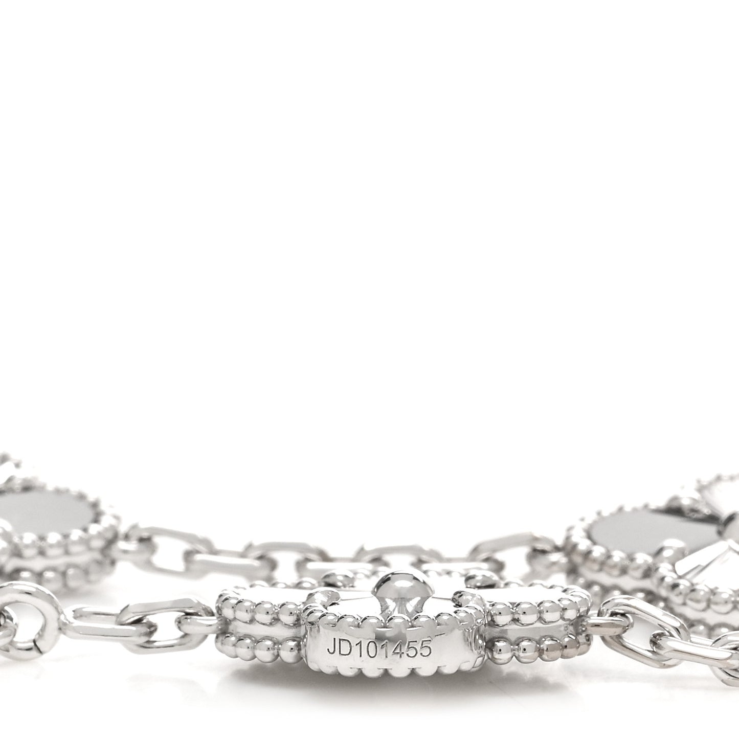 18K White Gold 5 Motifs Guilloche Vintage Alhambra Bracelet