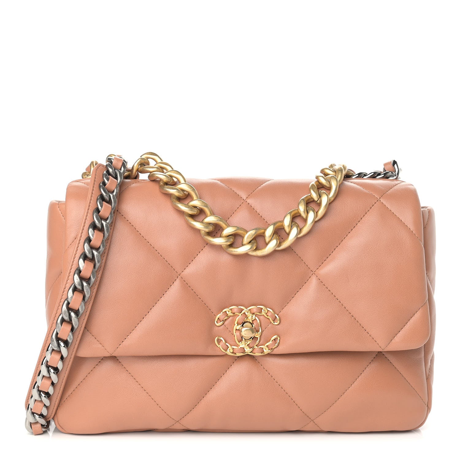 Chanel Lambskin Quilted Large Chanel 19 Flap Brown 1 of 9