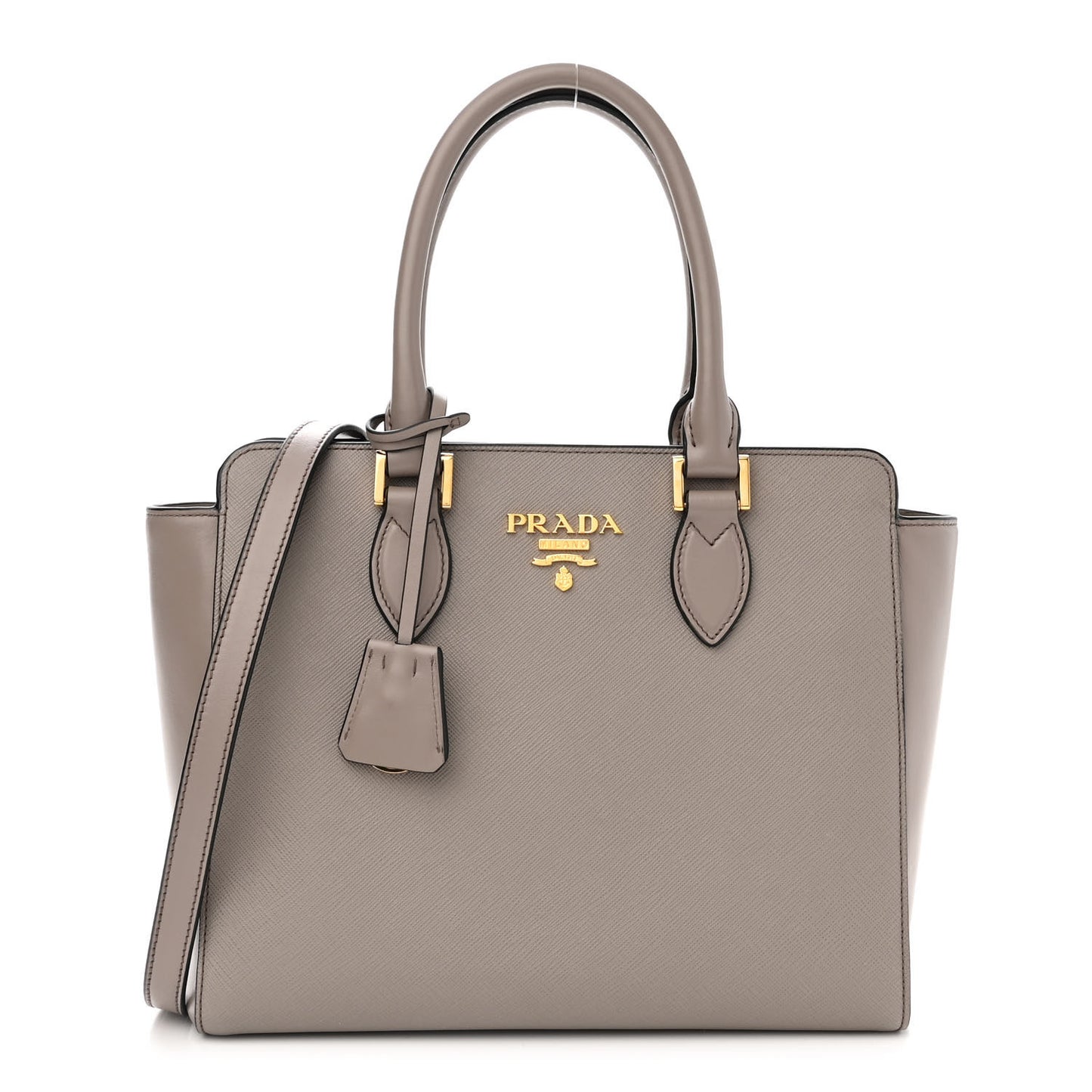 Saffiano Soft Calfskin Small Zippered Tote Argilla