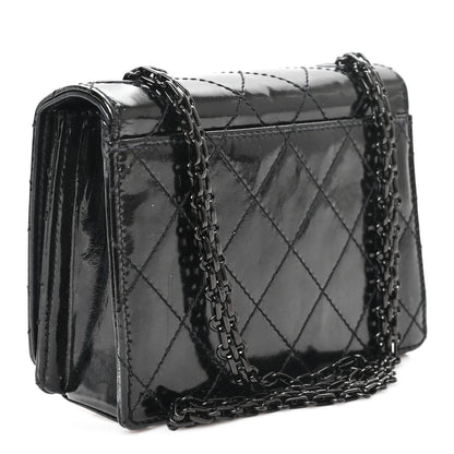 Chanel Patent Calfskin Quilted Reissue Mini Wallet On Chain So Black 3 of 13