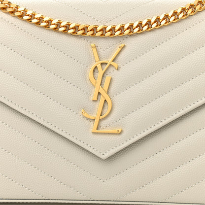 Saint Laurent Grain De Poudre Matelasse Chevron Monogram Chain Wallet Crema Soft 7 of 10
