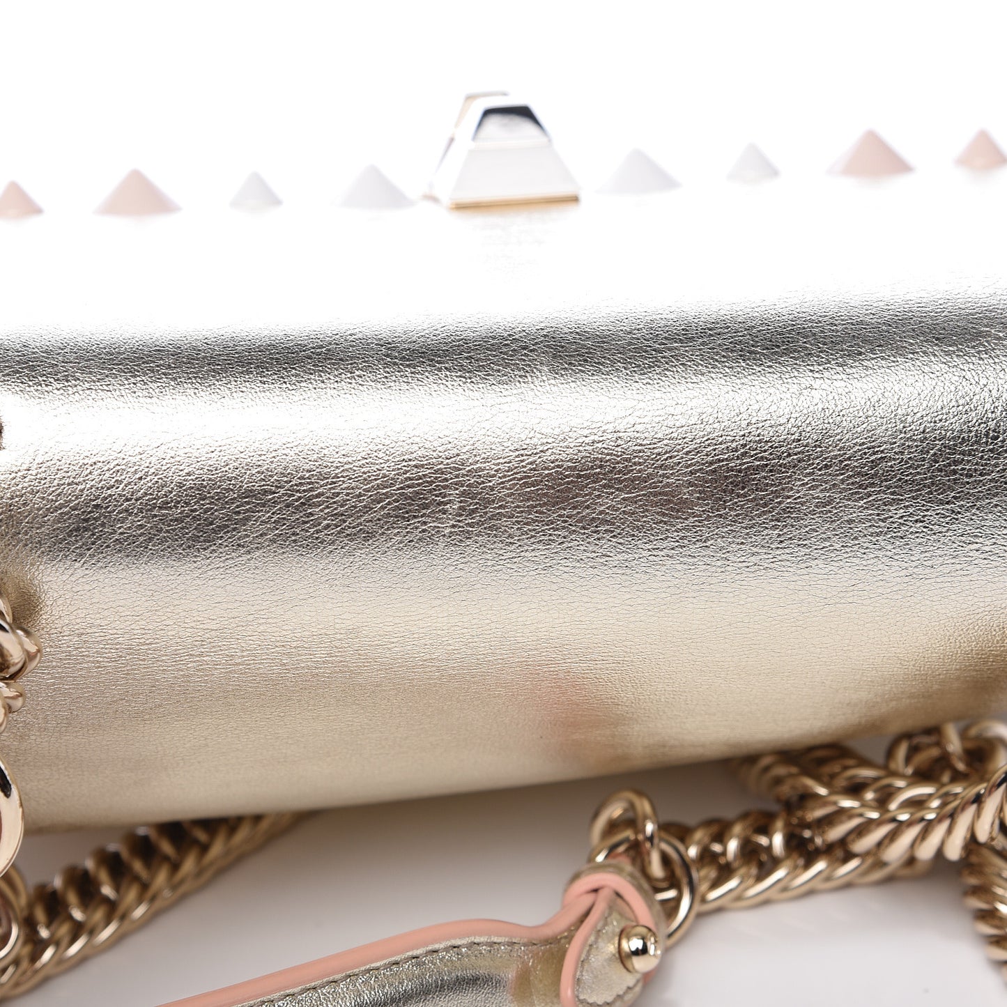 Vitello Catalan Mirror Scalloped Multi Studded Small Kan I Shoulder Bag Champagne
