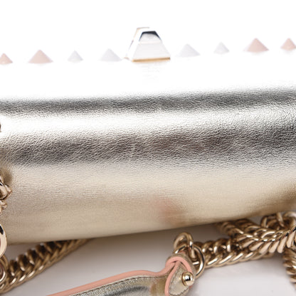 Fendi Vitello Catalan Mirror Scalloped Multi Studded Small Kan I Shoulder Bag Champagne 12 of 12