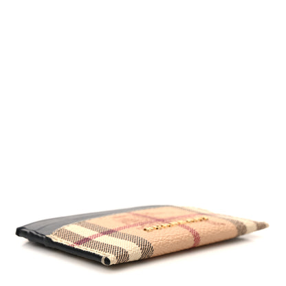 Burberry Soft Grain Calfskin Haymarket Check Izzy Card Case Black 4 of 6