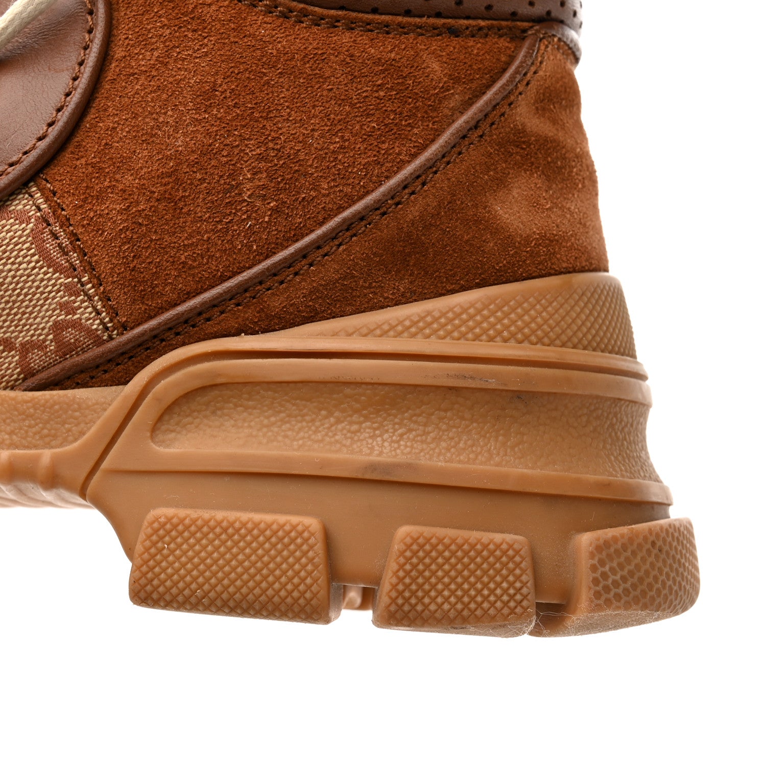 Gucci X SEGA Suede Calfskin GG Monogram Mens Flashtrek Sneakers 6.5 New Cuir Beige Ruggine 10 of 12