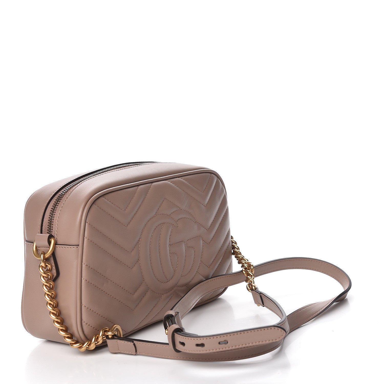 Gucci Calfskin Matelasse Small GG Marmont Chain Shoulder Bag Porcelain Rose 3 of 11